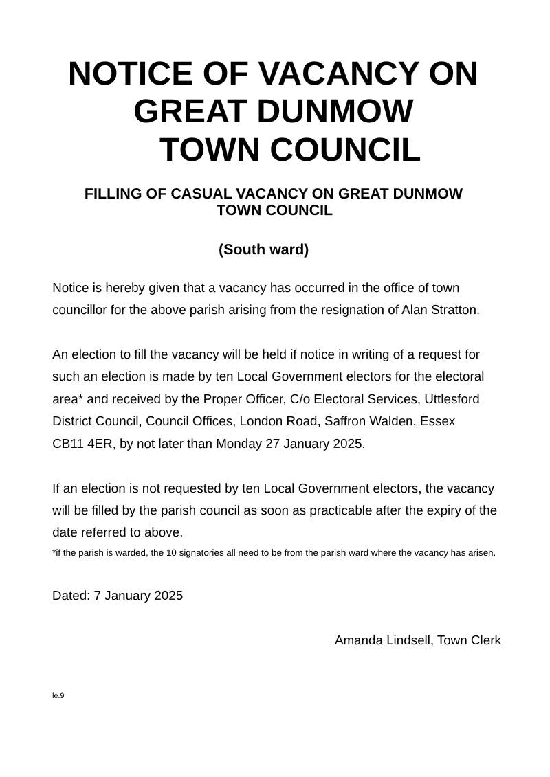 Notice of Vacancy Jan 25