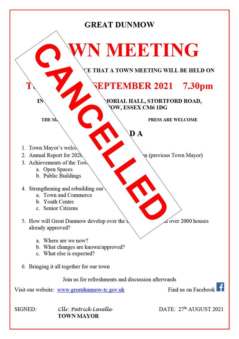 great dunmow town meeting 2021 cancelled